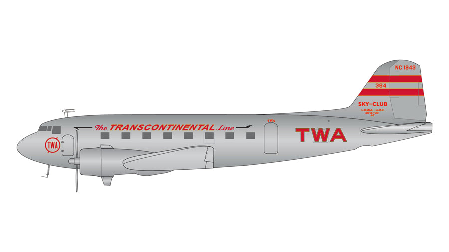 TWA (Transcontinental & Western Air) DC-3 (1:200 scale) – Tuskegee